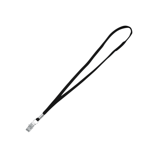 Advantus Flat Clip Lanyard - 36in Length - Black - Woven, Metal - 100 / Box