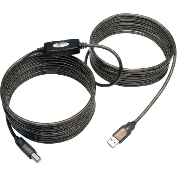 Eaton Tripp Lite Series 25ft USB 2.0 Hi-Speed Active Repeater Cable USB-A to USB-B M/M 25ft - USB cable - USB Type B (M) to USB (M) - USB 2.0 - 25 ft - active - silver