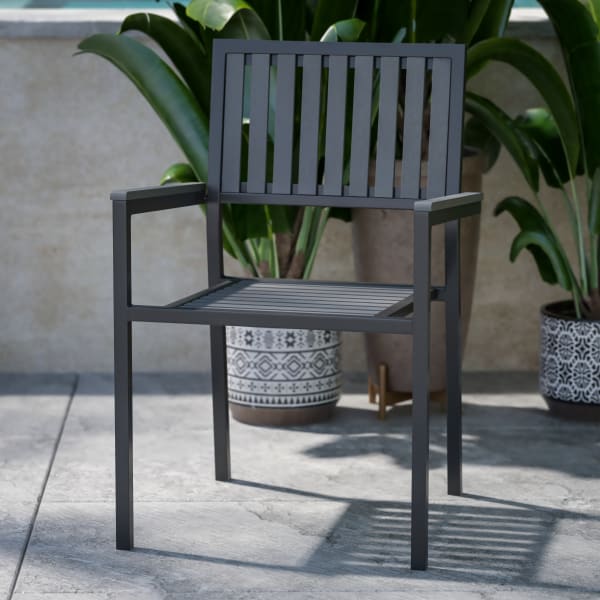 Flash Furniture Harris Commercial Metal/Resin Stacking Club Chairs, Black, Set Of 2 Chairs