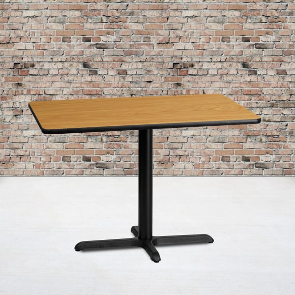 Flash Furniture Laminate Rectangular Table Top With Table-Height Base, 31-1/8inH x 30inW x 42inD, Natural/Black