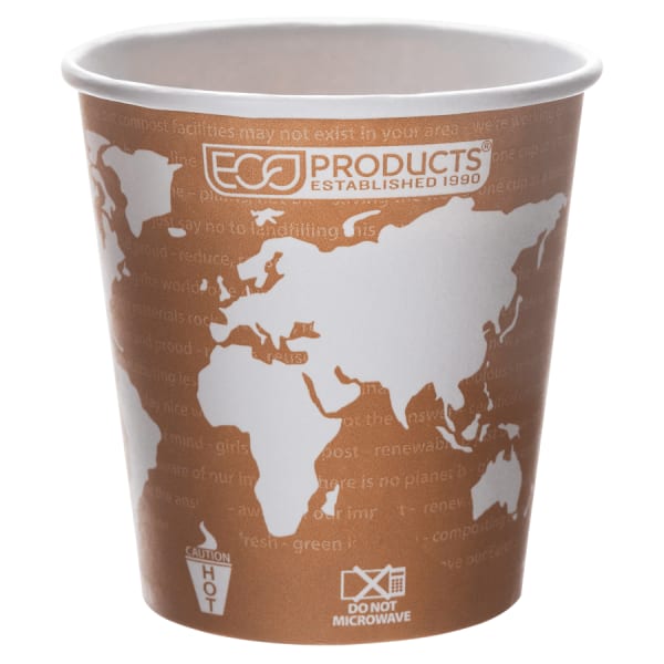 Eco-Products World Art Hot Beverage Cups, 10 Oz, Orange, Carton Of 1,000