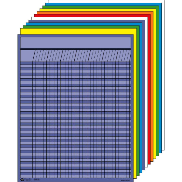 Creative Shapes Etc. Vertical Incentive Chart, 28in x 22in, Assorted Colors, Pack Of 12