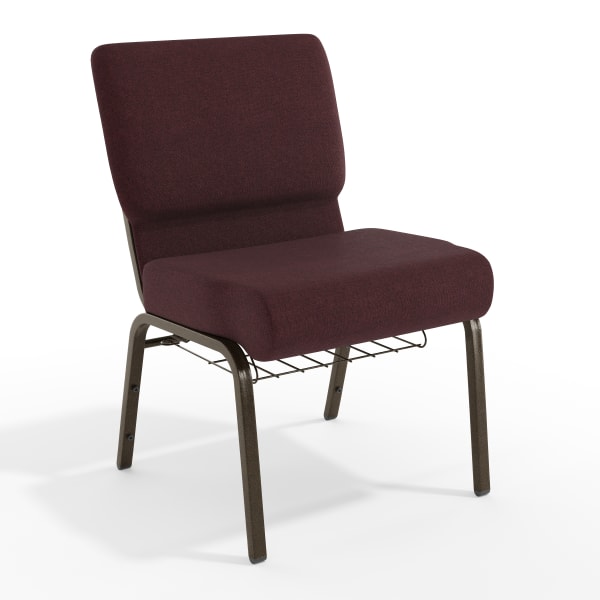 Flash Furniture HERCULES Series Church Chair With Book Rack, Plum/Gold Vein
