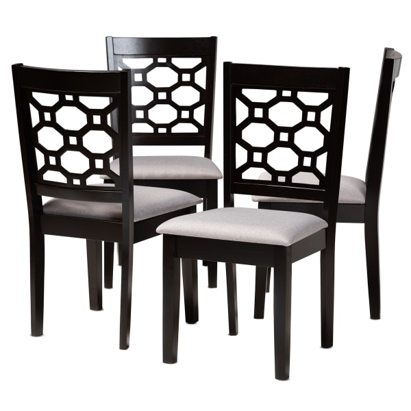 Baxton Studio Peter Dining Chairs, Gray/Dark Brown, Set Of 4 Chairs