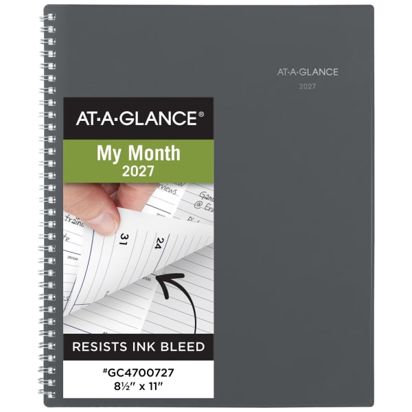 AT-A-GLANCE DayMinder 2027 Monthly Planner, Gray, Large, 8 1/2in x 11in