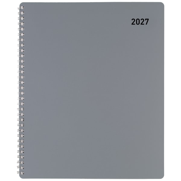Office Depot Brand Monthly Planner, 8 1/2in x 11in, Silver, January 2027 to December 2027, OD00163027