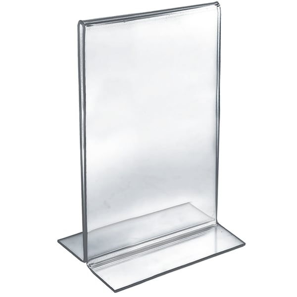 Azar Displays Double-Foot Acrylic Sign Holders, 14in x 8 1/2in, Clear, Pack Of 10