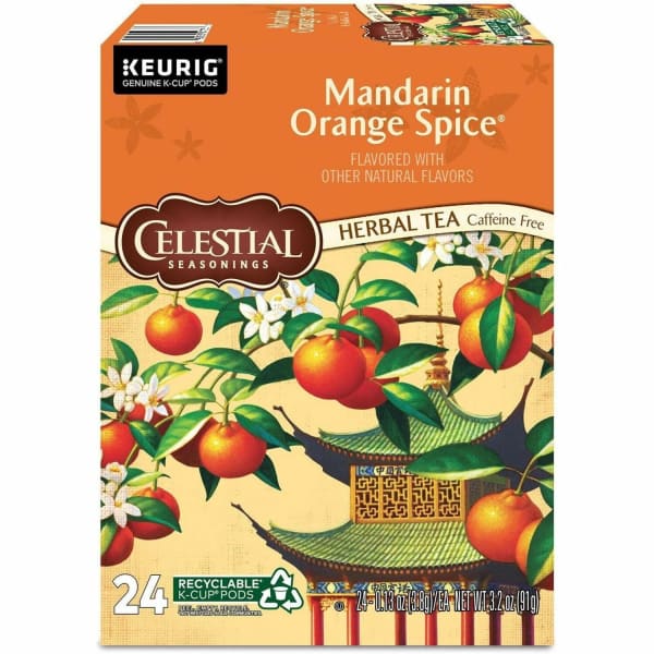Celestial Seasonings Single-Serve K-Cup Pods, Mandarin Orange Tea, Box Of 24