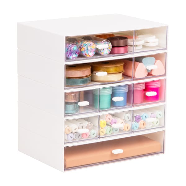 Mind Reader 5-Piece Stackable Craft Organizer, White, Total Qty 1