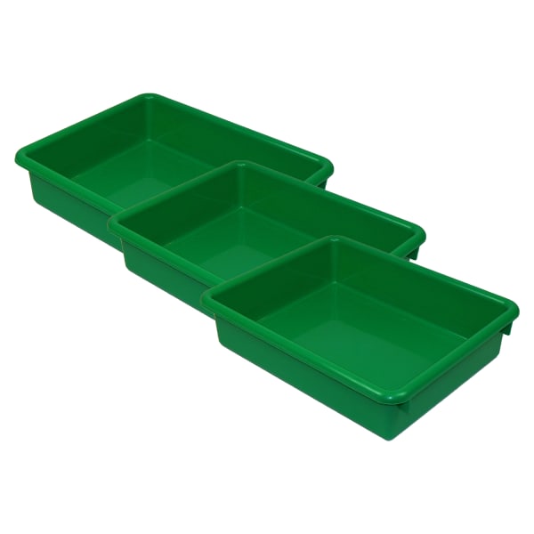 Romanoff Products Stowaway Letter Trays, 3inH x 10-1/2inW x 13inD, Green, Pack Of 3 Trays