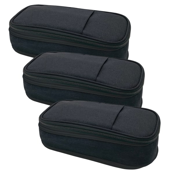 Teacher Created Resources Pencil Cases, 2-1/2inH x 4-1/4inW x 9inD, Black, Pack Of 3 Cases