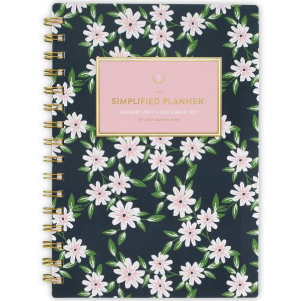 Simplified by Emily Ley for AT-A-GLANCE 2027 Weekly Monthly Planner, Berry Floral, Small, 5 1/2in x 8 1/2in