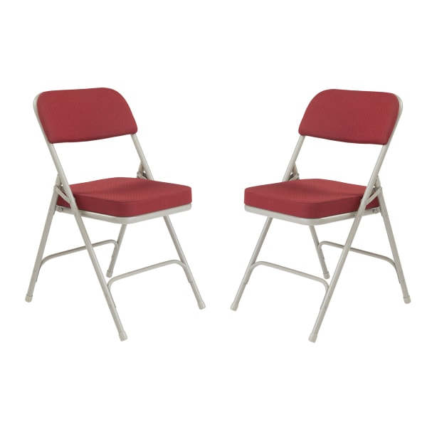 National Public Seating 3200 Series Folding Chairs, New Burgundy/Gray, Set Of 2 Chairs