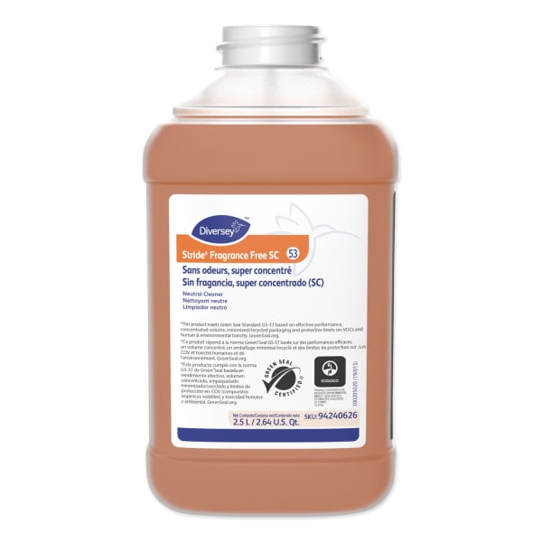 Diversey Stride Neutral Cleaner, Fragrance Free, 2.5 L Bottle