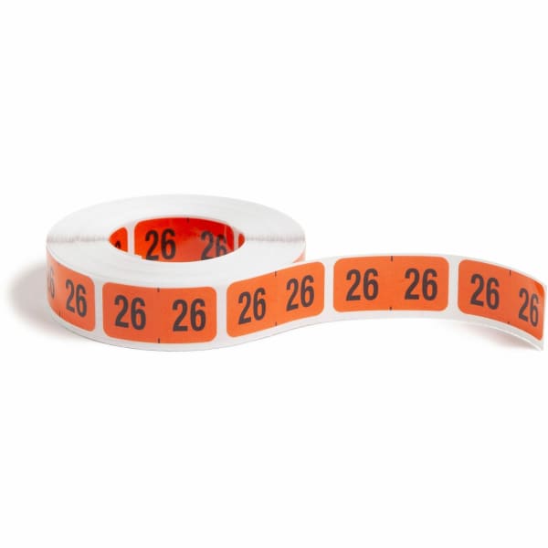 Smead ETYJ Color-Coded Year Labels, 3/4inH x 1 1/2inW, Roll, Orange, 500 / Roll, 500 Total Label(s), 500 / Roll