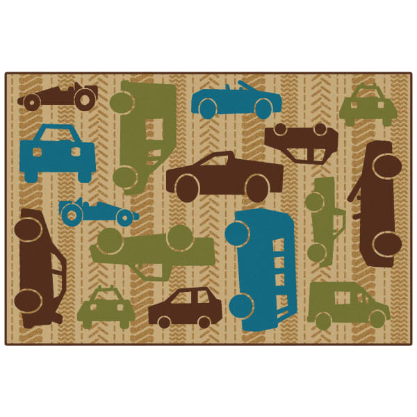 Carpets for Kids KID$Value PLUS All Autos Activity Rug, 6ft x 9ft , Brown