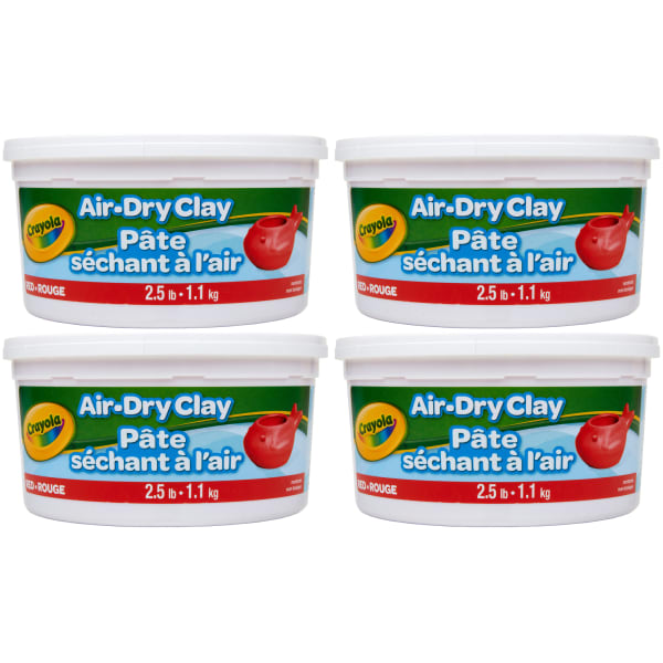 Crayola Air Dry Clay Buckets, 2.5 Lb, Red, Pack Of 4 Buckets