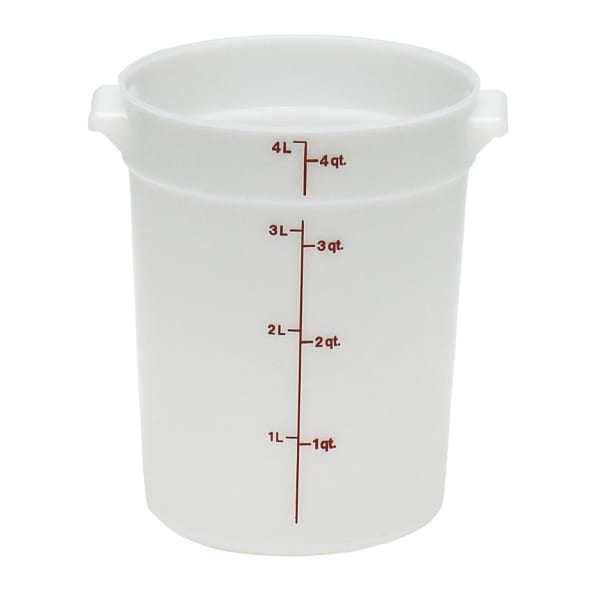 Cambro Poly Round Food Storage Containers, 4 Qt, White, Pack Of 12 Containers