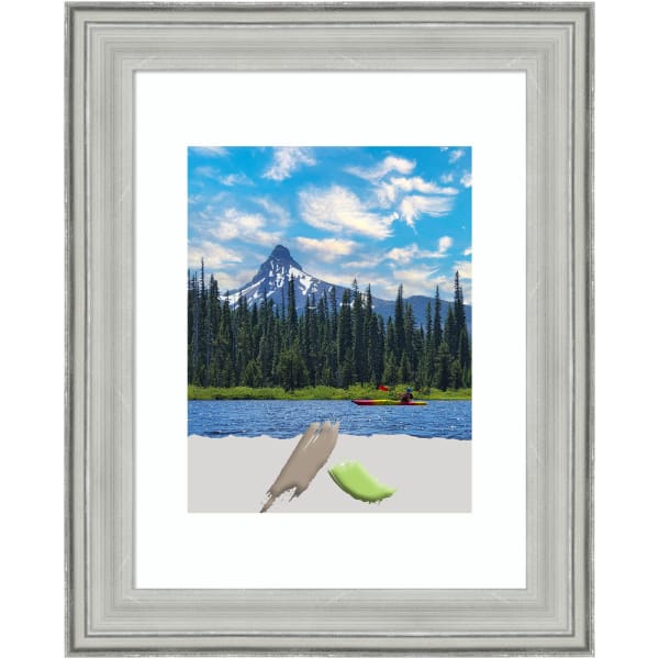 Amanti Art Wood Picture Frame, Opening Size 11in x 14in, Matted To 8in x 10in, 14in x 17in, Bel Volto Silver