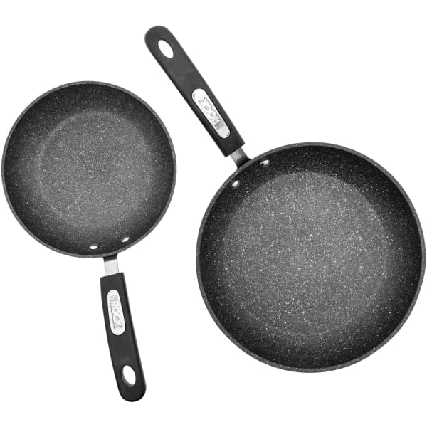 THE ROCK By Starfrit Aluminum Nonstick Fry Pans With Bakelite Handles, Black, Set Of 2 Fry Pans
