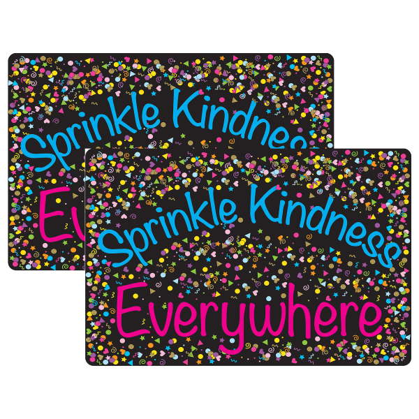 Smart Poly Welcome Mat With Slip Resistant Backing, 15.5in x 23.5in, Confetti, Sprinkle Kindness Everywhere, Pack Of 2
