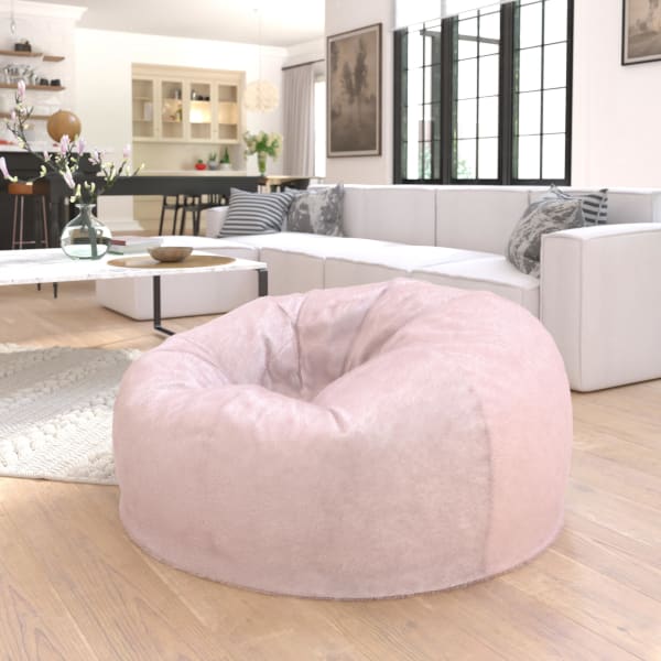 Flash Furniture Oversized Bean Bag Chair For Kids And Adults, Blush Furry