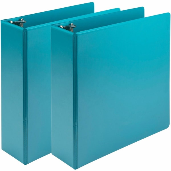 Samsill Earths Choice View Binders, 3in Round Rings, 2-Pockets, Letter Size (8 1/2in x 11in), Turquoise, Pack Of 2