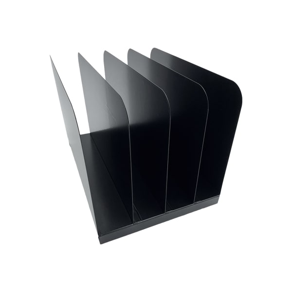 Huron Vertical Desk Organizer - 4 Compartment(s) - Vertical - 7.75in Height x 11in Width x 11in Depth - Durable - Black - Steel - 1 Each