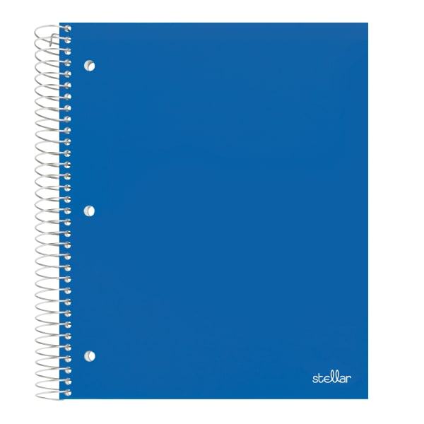 Office Depot Brand Stellar Poly Notebook, 8-1/2in x 11in, 5 Subject, College Ruled, 200 Sheets, Blue