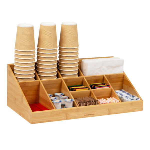 Mind Reader 6-Compartment 2-Tier Condiment Organizer, 11-3/4inH x 6-3/4inW x 13-109/8inD, Brown
