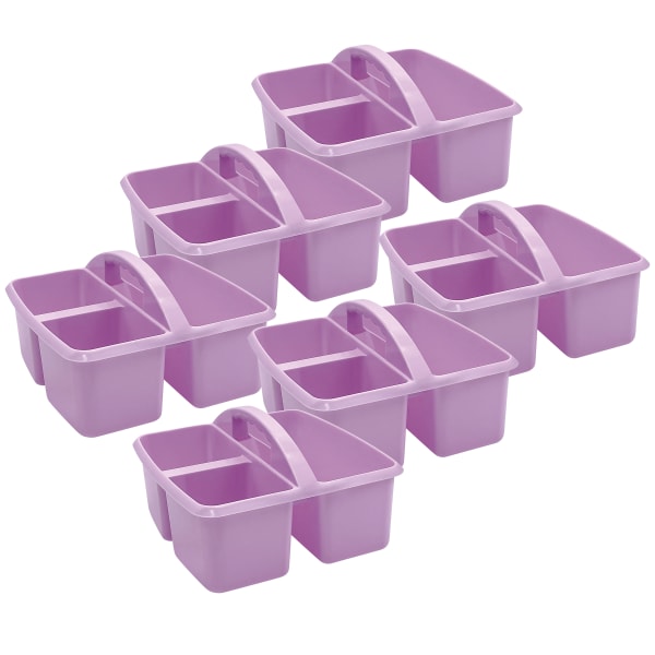 Teacher Created Resources Plastic Storage Caddies, 5-1/4inH x 9-1/4inW x 9inD, Lavender, Pack Of 6 Caddies