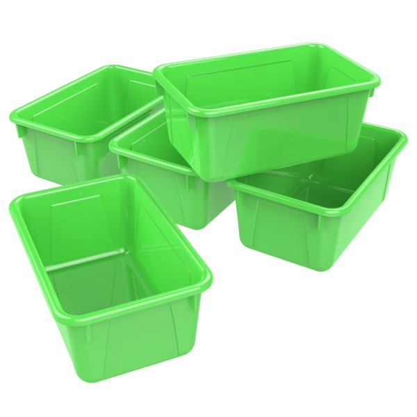 Storex Small Cubby Bins, 5-1/4inH x 8inW x 12-5/16inD, Green, Pack Of 5 Bins
