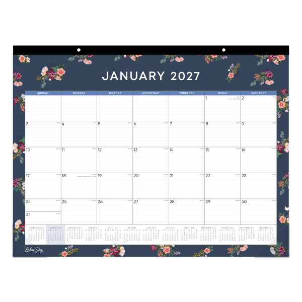 2027 Blue Sky Ashlyn Navy Monthly Desk Pad Planning Calendar, 22x17, 0%, Ashlyn Navy, Jan-Dec, RY27