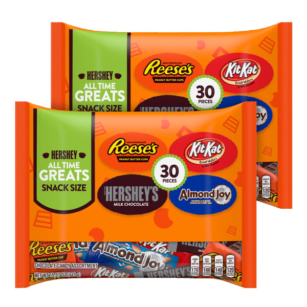 Hersheys All Time Greats Snack-Size Assortment, 15.5 oz, Pack of 2 Bags