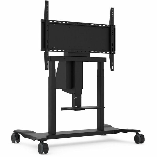 Viewsonic Electric Height-Adjustable Steel Mobile Cart With Motorized Lift For 55in to 86in Displays, 74-7/16inH x 49-1/8inW x 28-1/8inD, Black