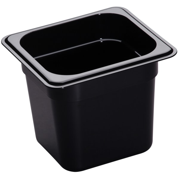 Cambro H-Pan High-Heat GN 1/6 Food Pans, 6inH x 6-3/8inW x 6-15/16inD, Black, Pack Of 6 Pans
