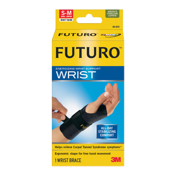 Futuro Small/Medium Energizing Wrist Support, Right Hand, 6 3/4in, Black