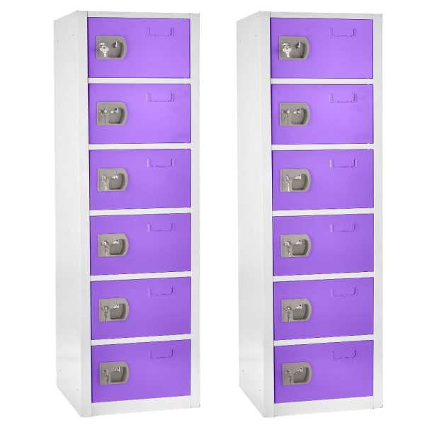 Alpine 6-Tier Steel Lockers, 72inH x 12inW x 12inD, Purple, Pack Of 2 Lockers
