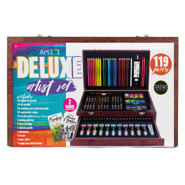 Art 101 Deluxe 119-Piece Wood Organizer Art Set