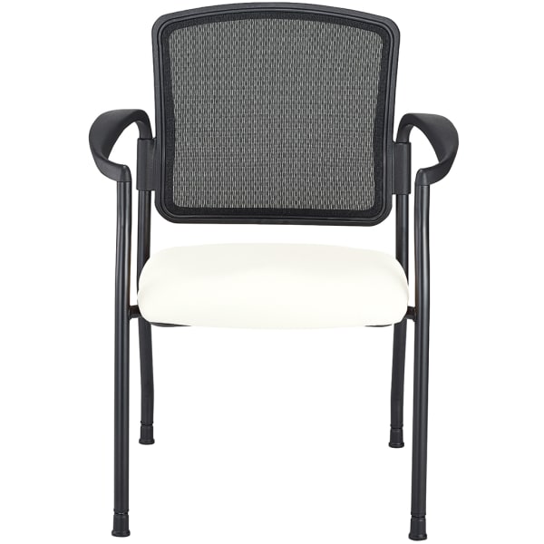 WorkPro Spectrum Series Mesh/Vinyl Stacking Guest Chair With Antimicrobial Protection, With Arms, White, Set Of 2 Chairs, BIFMA Compliant