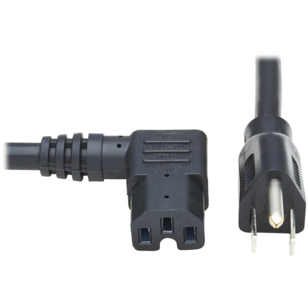 Eaton Tripp Lite Series Power Cord, NEMA 5-15P to Right-Angle C15 - Heavy-Duty, 15A, 125V, 14 AWG, 8 ft. (2.43 m), Black - Power cable - NEMA 5-15P (M) to IEC 60320 C15 right-angled - AC 125 V - 15 A - 8 ft - molded - black