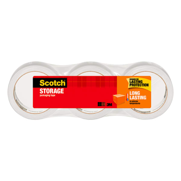 Scotch Long Lasting Storage Packing Tape, 3 Tape Rolls, 1 7/8 in x 54.6 yd, 3in Core, Storage Tape Seals Moving Boxes, Clear