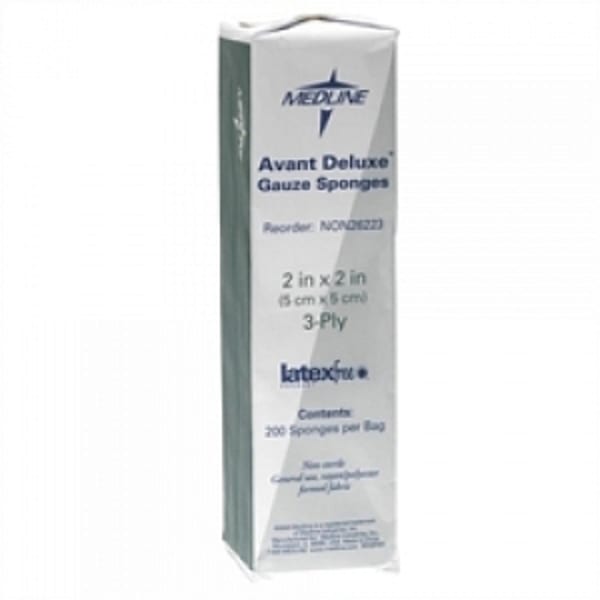Medline Avant Deluxe Non-Sterile Gauze Sponges, 3-Ply, 2in x 2in, Case Of 40