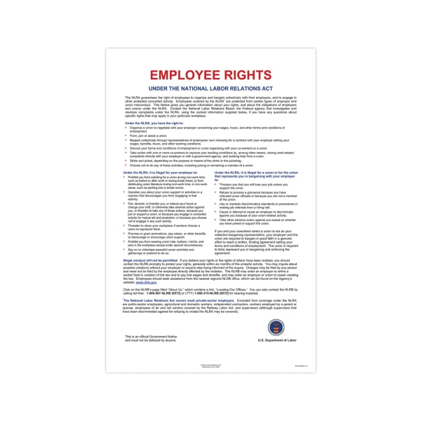 ComplyRight Federal Contractor Posters, National Labor Relations Act, English, 11in x 17in
