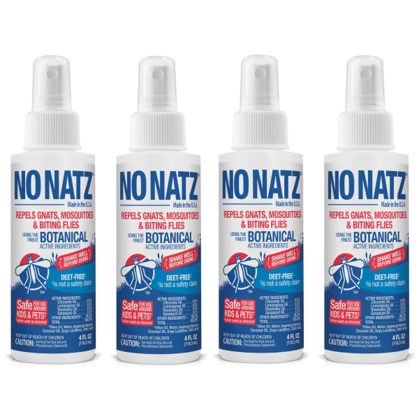 No Natz Botanical Bug Repellent, 4 Oz, Pack Of 4 Bottles