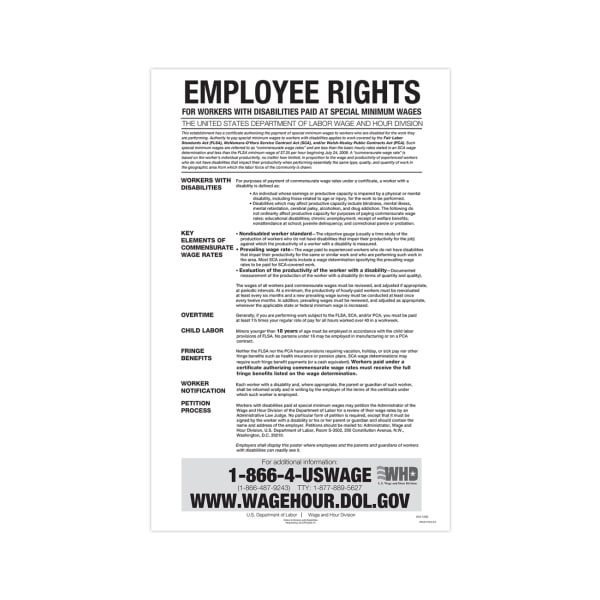 ComplyRight Federal Contractor Posters, Notice To Workers With Disabilities, English, 11in x 17in
