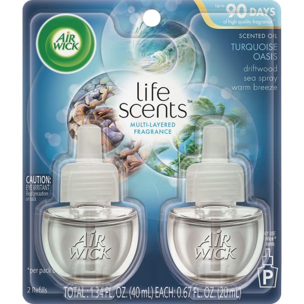 Air Wick Scented Oil Warmer Refill - Oil - 0.7 fl oz (0 quart) - Turquoise Oasis - 60 Day - Long Lasting - 2/Pack - 6 / Carton