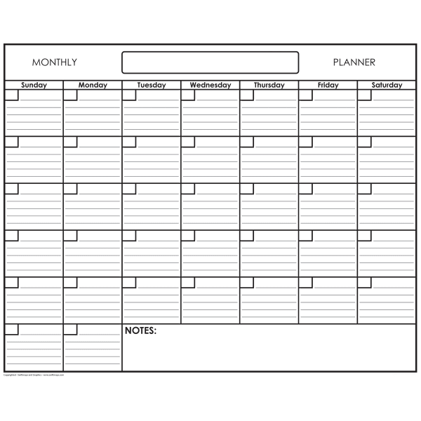 SwiftGlimpse Erasable Monthly Wall Planner, 24in x 36in, Black/White, Undated