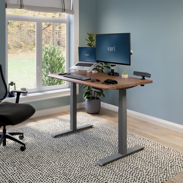 VARI Electric Standing Desk With ComfortEdge, 48inW, Walnut