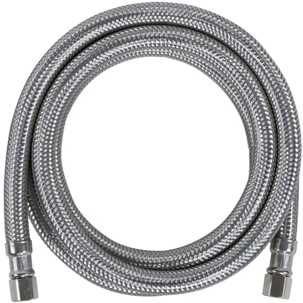 Certified Appliance Accessories Braided Stainless Steel Ice Maker Connector - 48in - Silver, Stainless Steel - Polyester, Polyvinyl Chloride (PVC), Stainless Steel, Brass